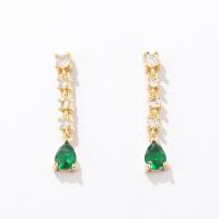 Zinc Alloy Drop Earring, with Cubic Zirconia, Teardrop, gold color plated, fashion jewelry & for woman 