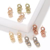 Zinc Alloy Drop Earring, gold color plated, fashion jewelry & micro pave cubic zirconia & for woman 
