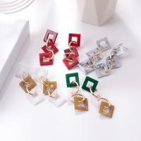Acrylic Drop Earring, Zinc Alloy, with Acrylic, Square, gold color plated, fashion jewelry & for woman 