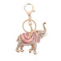 Rhinestone Zinc Alloy Key Chain, Elephant, gold color plated, cute & fashion jewelry & with rhinestone [