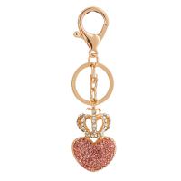 Rhinestone Zinc Alloy Key Chain, Heart, gold color plated, cute & fashion jewelry & with rhinestone 