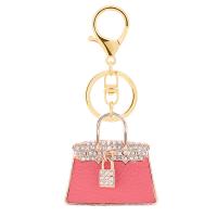 Rhinestone Zinc Alloy Key Chain, Handbag, gold color plated, cute & fashion jewelry & with rhinestone 