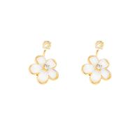 Resin Drop Earring, Brass, with Cubic Zirconia & Resin, Flower, gold color plated, fashion jewelry & for woman, mixed colors 