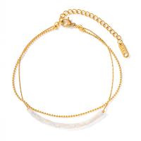 Stainless Steel Anklets Jewelry, 304 Stainless Steel, with Shell, with 6cm extender chain, plated, fashion jewelry, golden, 3mm cm [