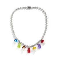 Акриловые ожерелье, Акрил, с Кристаллы & Железо, Другое покрытие, ювелирные изделия моды & мяч цепь & Мужский, длина:Приблизительно 21.7 дюймовый, продается PC