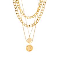 Fashion Multi Layer Necklace, Zinc Alloy, with aluminum chain & brass chain, with 2.7inch extender chain, plated, fashion jewelry & multilayer & for man Approx 15.7 Inch 