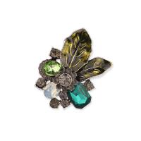 Crystal Brooch, Zinc Alloy, with Crystal, plated, for woman & enamel & with rhinestone 