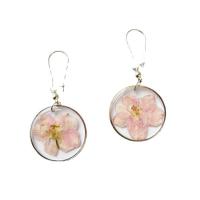 Resin Drop Earring, with Dried Flower, Round, fashion jewelry & for woman 30mm 