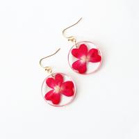Resin Drop Earring, with Dried Flower & Stainless Steel, Round & for woman & epoxy gel 