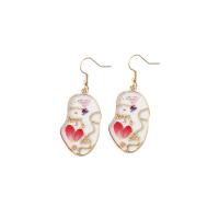 Resin Drop Earring, with Dried Flower & Zinc Alloy, Face, gold color plated & for woman & epoxy gel 