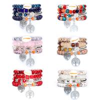 Wrap Bracelets, Glass, with Shell & Crystal & Zinc Alloy & Acrylic, Tree, stoving varnish, multilayer & Bohemian style & Unisex Inner Approx 55mm 