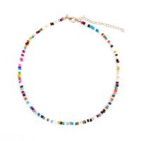 Collar de perlas de cristal semilla, Rocallas de vidrio, con 2.76inch extender cadena, Estilo bohemio & para mujer, más colores para la opción, longitud:aproximado 14.2 Inch, Vendido por UD[