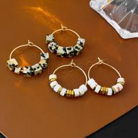 Gemstone Drop Earring, Zinc Alloy, with Natural Stone, gold color plated, fashion jewelry & for woman 
