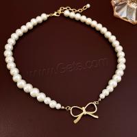 Collar de perlas de plástico, aleación de zinc, con Perlas plásticas, Joyería & para mujer, Blanco, longitud:aproximado 52.7 cm, Vendido por UD