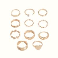 Zinc Set anillo de aleación, aleación de zinc, chapado en color dorado, once piezas & Joyería & para mujer & con diamantes de imitación, Vendido por Set[