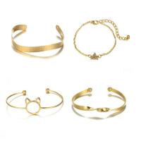 Moda pulseras de la aleación de Zinc, chapado en color dorado, 4 piezas & Joyería & para mujer, Vendido por Set