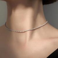 Brass Jewelry Necklace, with 7cm extender chain, silver color plated, fashion jewelry & for woman Approx 38 cm [