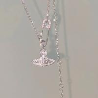 Rhinestone Zinc Alloy Necklace, silver color plated, fashion jewelry & for woman & with rhinestone Approx 45 cm 