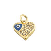 Fashion Evil Eye Pendant, 925 Sterling Silver, Heart, gold color plated, DIY & micro pave cubic zirconia Approx 0.3mm [