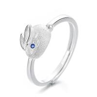 Sterling Silver Finger Ring, 925 Sterling Silver, Rabbit, bright silver color plated, fashion jewelry & for woman, 8.5mm 