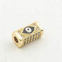 Mode Evil Eye Perlen, 925er Sterling Silber, goldfarben plattiert, DIY & Micro pave Zirkonia, 7x14x7mm, Bohrung:ca. 0.3mm, verkauft von PC