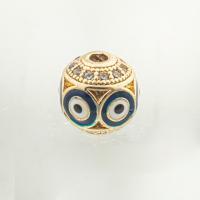 Fashion Evil Eye Beads, 925 Sterling Silver, gold color plated, DIY & micro pave cubic zirconia Approx 0.1mm [