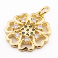 Cubic Zirconia Micro Pave Brass Pendant, Flower, high quality gold color plated, DIY & micro pave cubic zirconia Approx 3mm [