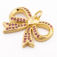 Cubic Zirconia Micro Pave Brass Pendant, Bowknot, high quality gold color plated, DIY & micro pave cubic zirconia Approx 3mm [