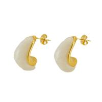 Stainless Steel Stud Earring, 304 Stainless Steel, with Resin, 18K gold plated, fashion jewelry & for woman, golden [
