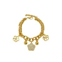 Stainless Steel Charm Bracelet, 304 Stainless Steel, with Crystal, 18K gold plated, fashion jewelry & for woman, golden Approx 7.87 Inch [