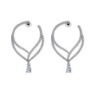 Cubic Zirconia Micro Pave Brass Earring, platinum color plated, micro pave cubic zirconia & for woman [