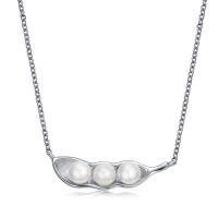 Brass Jewelry Necklace, with Plastic Pearl, with 5cm extender chain, Bean, plated, for woman .5 cm [