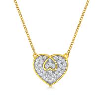 Cubic Zirconia Micro Pave Brass Earring, with 5.5cm extender chain, Heart, gold color plated, micro pave cubic zirconia & for woman cm [