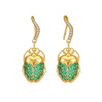 Cubic Zirconia Micro Pave Brass Earring, Insect, gold color plated, micro pave cubic zirconia & for woman [
