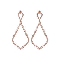 Cubic Zirconia Micro Pave Brass Earring, Rhombus, rose gold color plated, micro pave cubic zirconia & for woman & hollow [