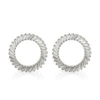 Cubic Zirconia Micro Pave Brass Earring, Donut, plated, micro pave cubic zirconia & for woman & hollow 
