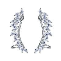Cubic Zirconia Micro Pave Brass Earring, platinum color plated, micro pave cubic zirconia & for woman [