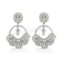 Cubic Zirconia Micro Pave Brass Earring, plated, micro pave cubic zirconia & for woman [