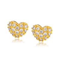 Cubic Zirconia Micro Pave Brass Earring, Zinc Alloy, Heart, plated, fashion jewelry & micro pave cubic zirconia & for woman [