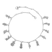 Zinc Alloy Anklet, Animal, silver color plated, fashion jewelry & for woman, 7mm Approx 27.5 cm 