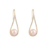 Cubic Zirconia Micro Pave Brass Earring, Copper Alloy, with Plastic Pearl, Teardrop, real gold plated, fashion jewelry & micro pave cubic zirconia & for woman [
