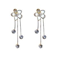 Cubic Zirconia Micro Pave Brass Earring, Copper Alloy, Flower, real gold plated, fashion jewelry & micro pave cubic zirconia & for woman & enamel [