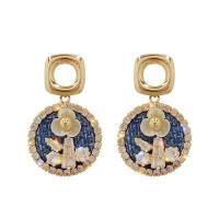 Cubic Zirconia Micro Pave Brass Earring, Copper Alloy, Round, real gold plated, fashion jewelry & micro pave cubic zirconia & for woman, mixed colors [