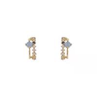 Cubic Zirconia Micro Pave Brass Earring, Copper Alloy, with Cats Eye, real gold plated, fashion jewelry & micro pave cubic zirconia & for woman, mixed colors [