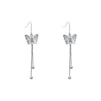 Rhinestone Brass Drop Earring, Copper Alloy, Butterfly, platinum plated, fashion jewelry & for woman & with rhinestone 