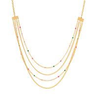 Fashion Multi Layer Necklace, 304 Stainless Steel, with 5.5cm extender chain, plated, fashion jewelry & multilayer & enamel, gold 
