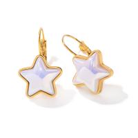 Stainless Steel Drop Earring, 304 Stainless Steel, with Plastic, Star, plated, fashion jewelry, gold, 14.4mm 