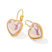 Stainless Steel Drop Earring, 304 Stainless Steel, with Plastic, Heart, plated, fashion jewelry, golden 