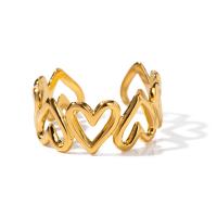 Stainless Steel Finger Ring, 304 Stainless Steel, Heart, plated, fashion jewelry, golden, 8.9mm, Inner Approx 18.3mm [