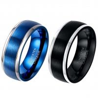 Stainless Steel Finger Ring, 304 Stainless Steel, Vacuum Ion Plating & brushed & for man 8mm, 2.5mm, US Ring [